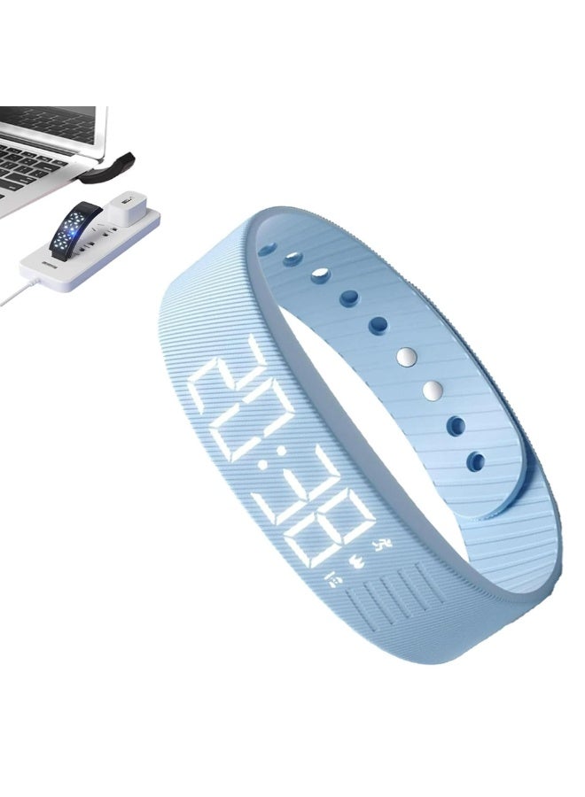 Bukela Alarm Clock Watch Bracelet, Snooze-Free Smart Wake-Up Wristband with LED Digital Display, Waterproof Sport Watch with Step Counter, Calorie & Sleep Monitor, No App Needed for School, Outdoor - Blue - Image 1
